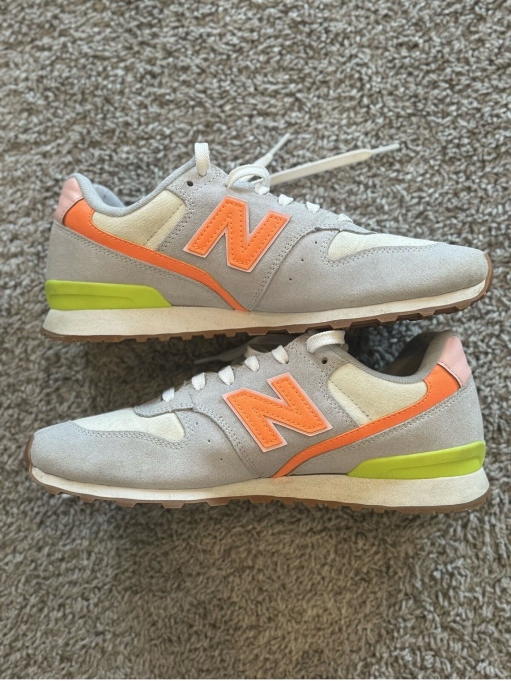 J Crew New Balance 696 Lilac/Neon Orange Sneakers, Women’s Size 11